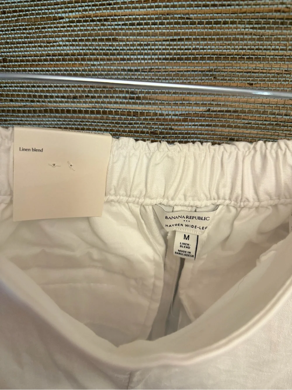 Banana Republic White Hayden Wide-Leg Linen Blend Pants